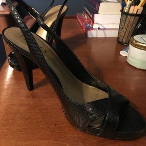 Ralph Lauren faux snakeskin black heels